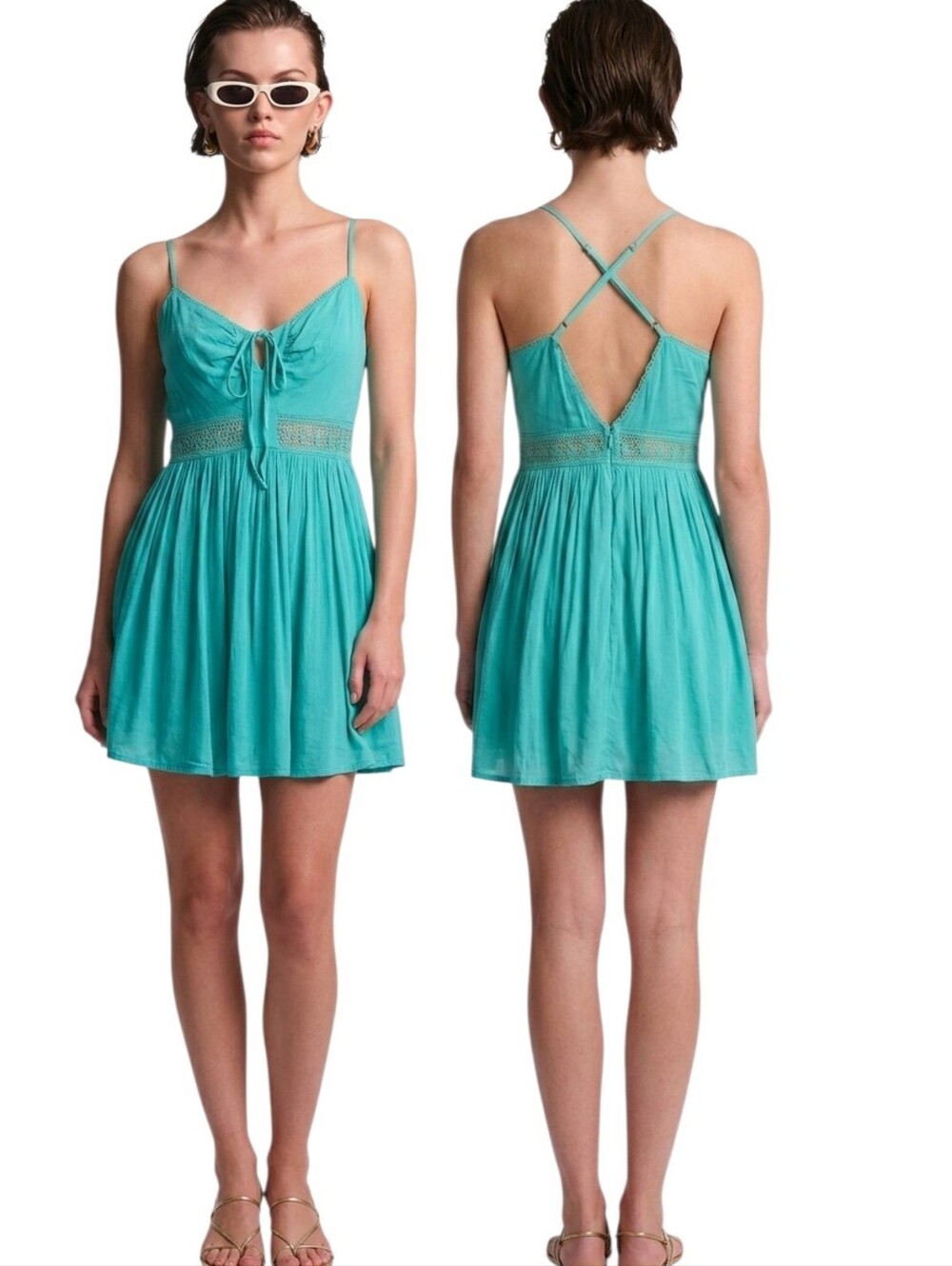 BCBGENERATION Aqua Lace Trim Sundress - Size 4